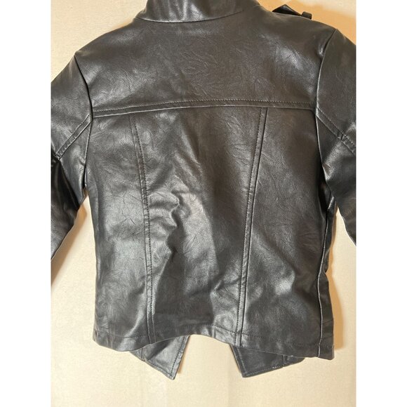 Doe a Dear Children's Size 5 Black Vegan Leather Moto Biker Style Zip Jacket - Picture 11 of 16